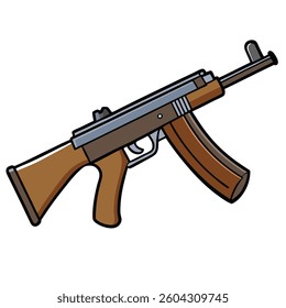 Thompson submachine gun flat illustration white background