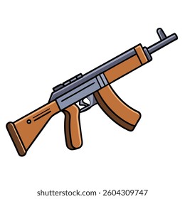 Thompson submachine gun flat illustration white background
