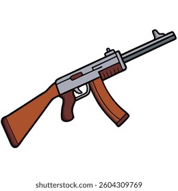 Thompson submachine gun flat illustration white background