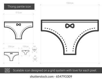 Tong-scharfe Vektorgrafik Symbol einzeln auf weißem Hintergrund. Das Pantie-Line-Symbol für Infografik, Website oder App. Skalierbares Symbol, das auf einem Gittersystem entworfen wurde.