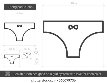 Icono de línea vectorial de pantia larga aislado en fondo blanco. Icono de la línea Thong pantie para infografía, sitio web o aplicación. Icono escalable diseñado en un sistema de cuadrícula.