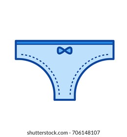 Thong pantie vector line icon isolated on white background. Thong pantie line icon for infographic, website or app. Blue icon designed on a grid system.
