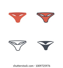 Thongs flat colored line silhouette