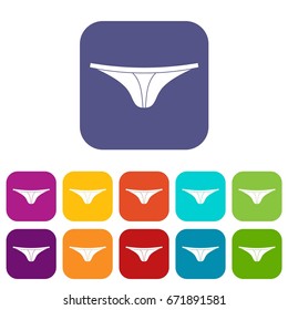 Thongs icons set vector illustration in flat style In colors red, blue, green and other