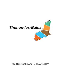 Thonon les Bains map. vector map of France capital Country colorful design, illustration design template on white background