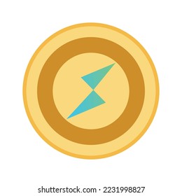 Thor Chain (Rune) cryptocurrency golden coin isolated on white background vector illustration.ai