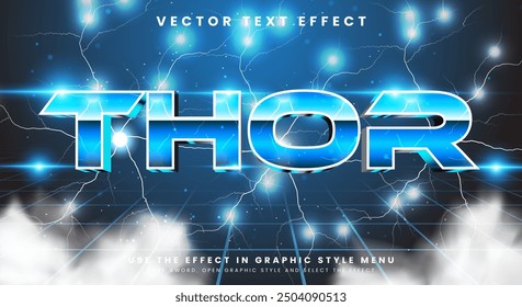 Plantilla de efecto de texto editable Thor adecuada para el tema de estilo de texto Thunder