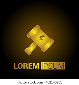 Thor Hammer 3D Golden Metallic Premium Royal Corporate Logo / Icon