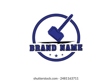 thor hammer circle logo design