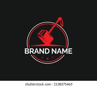  thor hammer circular logo design svg