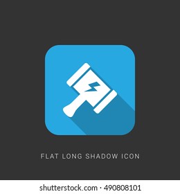 Thor Hammer Flat blue long shadow Icon / Logo Design
