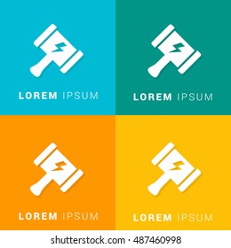 Thor Hammer Four Color Material Designed Icon / Logo