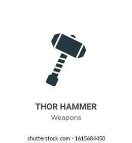 Thor hammer glyph icon vector on white background. Flat vector thor hammer icon symbol sign from modern weapons collection for mobile concept and web apps design.
