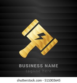 Thor Hammer Gold and Black silk fashion premium icon / Logo