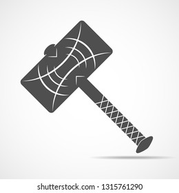 Thor Hammer icon in a flat design. Vector illustration. Thor Hammer, isolated on light background