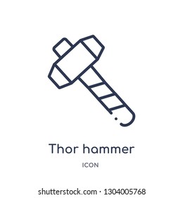 thor hammer icon from weapons outline collection. Thin line thor hammer icon isolated on white background.