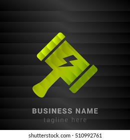 Thor Hammer Lime Green and Black silk fashion premium icon / Logo