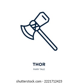 thor icon from fairy tale collection. Thin linear thor, viking, mythology outline icon isolated on white background. Line vector thor sign, symbol for web and mobile