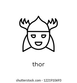 Thor icon. Trendy modern flat linear vector Thor icon on white background from thin line Fairy Tale collection, editable outline stroke vector illustration