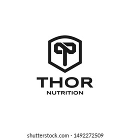 Thor Nutrition Initials Logo Simple. Hammer Icon Symbol. Letter N + T + Hammers.