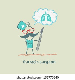 thoracic surgeon holding a scalpel and thinks of the lungs
