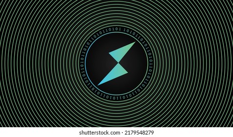 ThorChain (RUNE crypto currency coin logo banner. Line art financial technology concept vector illustration background.