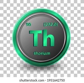 Thorium chemical element. Chemical symbol with atomic number and atomic mass. illustration