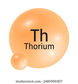 Thorium element icon. Glossy orange sphere. Chemical symbol Th. Vector illustration.