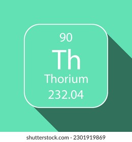 Thorium symbol with long shadow design. Chemical element of the periodic table. Vector illustration.