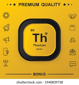 Thorium symbol with yellow button