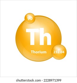 Thorium (Th) icon structure chemical element round shape circle yellow dark. Chemical element of periodic table Sign with atomic number. Study in science for education. 3D Illustration vector. 