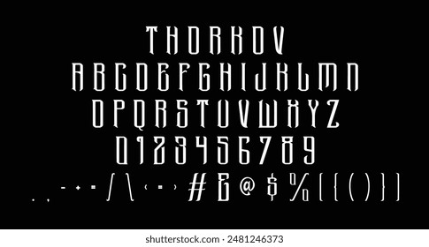 Thorkov Blackletter Decorative Display Font. With bold tall and sharp stroke, fun character. To give you an extra creative work. Thorkov font support multilingual language.