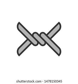 Thorn barbed wire One piece isolated. vector illustration

