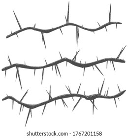 Thorn Branch Brush Vector Set Isolated Stock Vector (Royalty Free ...