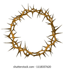 Thorn crown with spikes hand drawn ink sketch stock vector illustration 