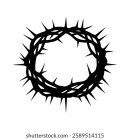 Thorn Crown Vector Image, Spike Crown Vector Image, Simple Black Thorn Crown Vector Illustration, Thorn of crown Symbol good Friday Vector Image.