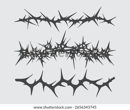 Thorn pointed brunch brutalism element bundle set vector streetwear clothing design editable