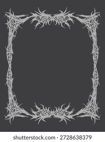 Thorn tribal Frame border Illustration on Dark Background art deco from a Front View isolated editable