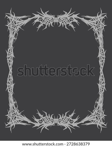 Thorn tribal Frame border Illustration on Dark Background art deco from a Front View isolated editable