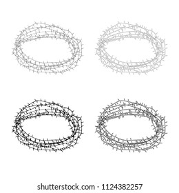 Thorn wreath or barbed wire icon outline set grey black color