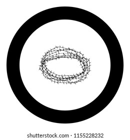 Thorn wreath or barbed wire icon black color in round circle