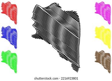 Thorney island (United Kingdom of Great Britain and Northern Ireland, England, West Sussex) map vector illustration, scribble sketch Isle of Thorney map