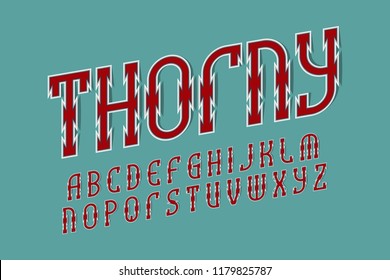 Thorny alphabet. Gaming stylized artistic font. Isolated english alphabet.