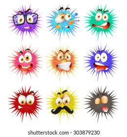 Thorny ball with faces illustration