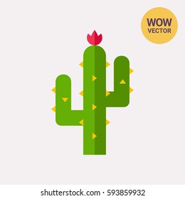 Thorny cactus in desert icon