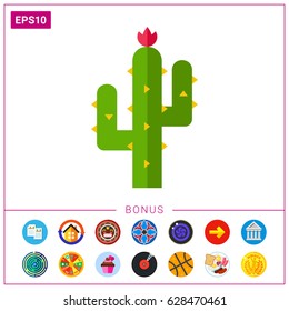 Thorny cactus in desert icon