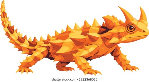 thorny devil basking on sand side profile facing right full body vector illustration