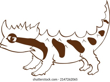 Thorny devil in doodle simple style on white background illustration