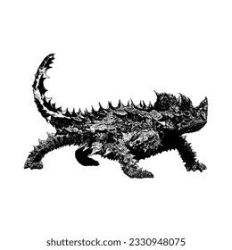 Thorny Devil hand drawing vector isolated on white background.