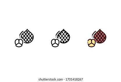 Thorny palm fruit icon. With outline, glyph, and filled outline style